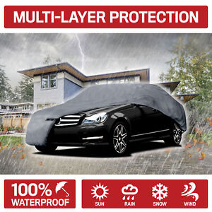 2-Pack Motor Trend Waterproof Car Cover Indoor Outdoor Sun Dirt Dustproof