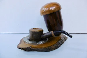 PIPE ET NECESSAIRE DE FUMEUR - SOUVENIR DE MARTIGUES - BOIS VERNIS - VINTAGE - Imagen 1 de 7