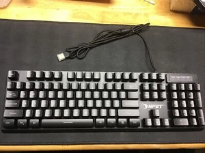 NPET K10 Gaming Keyboard USB Wired Floating Keyboard, Rainbow LED Open Box - Picture 1 of 2