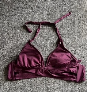 Kona Sol Burgundy Faux Wrap Bikini Top Swimsuit - Size: Medium - Picture 1 of 6