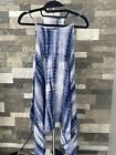 Beach Lounge Blue Tie Dyed Sleeveless Dress. Sz.S/P Handkerchief Hem Boutique