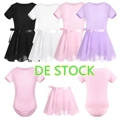 DE~Kinder Mädchen Ballettkleid Mädchen Langarm Ballett Trikot mit Chiffon - Bild 1 von 3