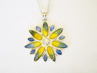 Ciondolo in Argento 925 con Zircone e Smaltatura Multicolore realizzato a mano - Immagine 1 di 4