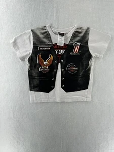 Harley Davidson Shirt Boys 4T Gray Short Sleeve Motorcycle Vest LRC Patches - Picture 1 of 8