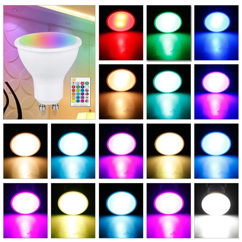 GU10 LED Lights Bulbs 10W Spotlight Bulb Lamp RGBW/WW 16 Colour Changing Remote - Image 1 of 4
