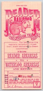 Reader Railroad Possum Trot Line 1969 to Waterloo Ticket (#1) Bloomquist* - Picture 1 of 2