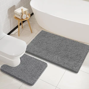 Bathroom Rugs Sets 2 Piece, Soft Non Slip Bath Mat Set, 20''X20'' U-Shaped Toile - Picture 1 of 12