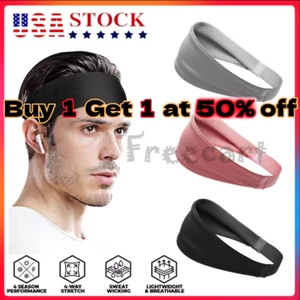 HEADBAND Thin Stretch Sports Yoga Gym Hair Band Wrap Sweatband Womens Mens - Picture 1 of 16