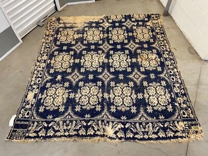 🔥 Historic Antique American Folk Art Underground Railroad Coverlet, Pekin 1843 - Picture 1 of 24