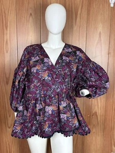 Top donna Kika Vargas taglie forti bordo smerlato avvolgente - viola 2 volte nuovo - Foto 1 di 8