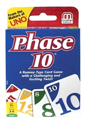 Phase 10 Card Game NEW Sealed Rummy Type Mattel Family Kids Adult - Image 1 of 2