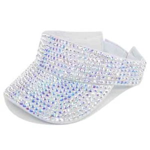New Rhinestone Sun Visor Cap Glitter Sequin Sparkly Bling Women Summer Hat Sun - Picture 1 of 34
