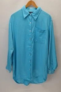 Sag Harbor Linen Shirt Womens M Teal Long Sleeve Casual Leisure Summer Cool - Picture 1 of 13