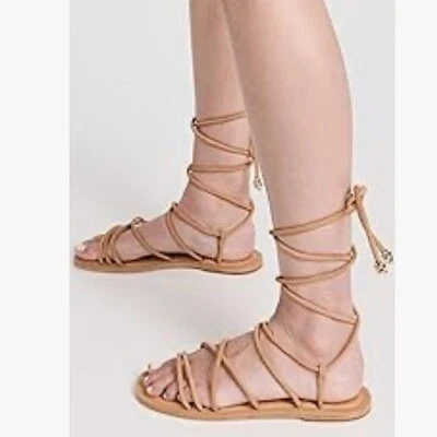 NUEVO CON ETIQUETAS SCHUTZ Magdalena Tiras Gladiador Cuero Plano Cordones Mujer Talla 5 Boho Foto 1 de 4