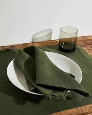 50 Pieces Olive Green Cotton Napkin Handcrafted Family Event Table Cotton Napkin - Image 1 of 4