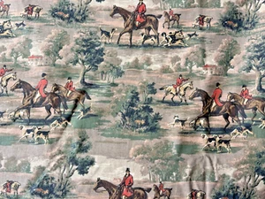Nuovo 5th Ave Designs Tessuto Caccia Volpe Cavallo Equitazione Domaratius/Collina 55"x4,5Y - Foto 1 di 6
