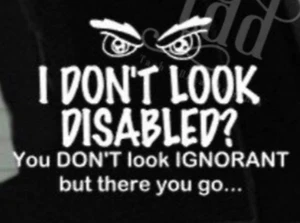 I don't look disabled? You don't look ignorant decal sticker - Picture 1 of 5
