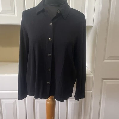 Josephine Chaus Mujer Cárdigan Tejido Suéter Camisa Mangas Largas Negro Talla PL Foto 1 de 4