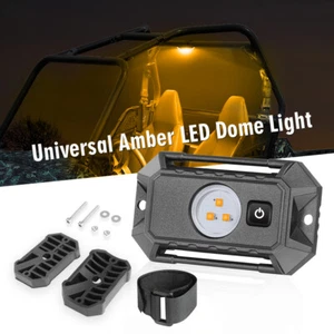 Amber Roll Bar Mount LED Dome Rock Light w/Switch For Polaris RZR UTV ATV 12V - Picture 1 of 8