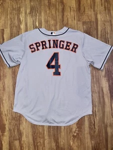 Men’s XL GEORGE SPRINGER #4 Houston Astros MLB Cool Base Gray Majestic Jersey Ma - Picture 1 of 5