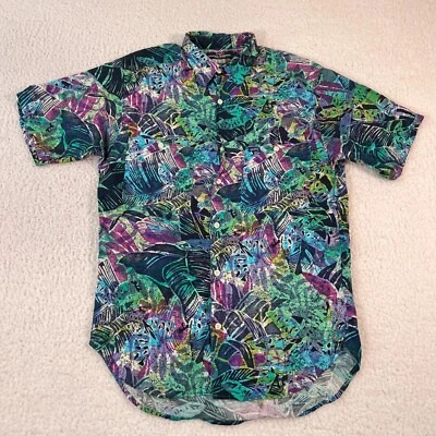 Guess By Georges Marciano Shirt Mens Small Blue Green Button Up Made In USA - Image 1 of 4