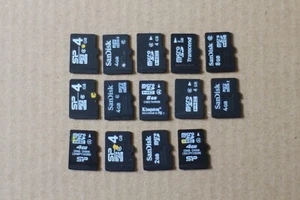 Lot 14 Micro SDHC Memory Card Carte Memoire 8Gb 4Gb Great Condition Variety Lot - Zdjęcie 1 z 8
