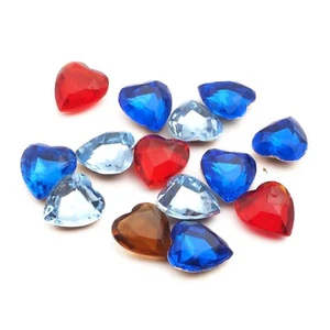 Lot (14) Czech vintage large heart glass rhinestones 15mm - Picture 1 of 2