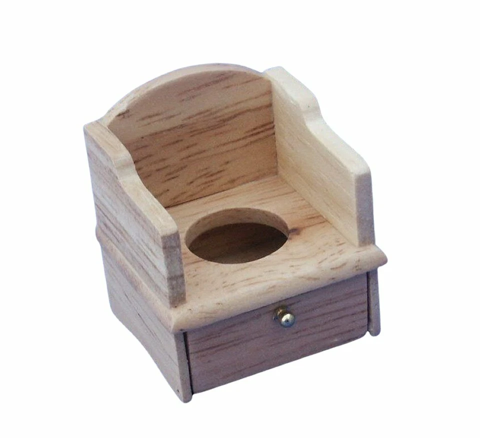 Dollhouse Miniature 1 12 Wood Oak Childs Potty Chair Classics B7d