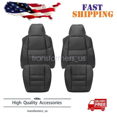 4PCS FOR 2008 2009 2010 Ford F250 F350 Super Duty Lariat Front Seat Cover Black - Image 1 of 4