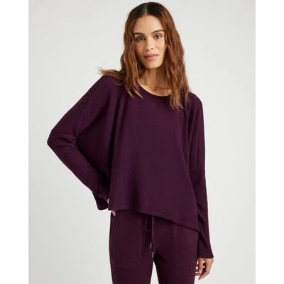 Splendid Women Plum Waffle Knit London Lounge Oversize Long Sleeve Top Size M - Image 1 of 4