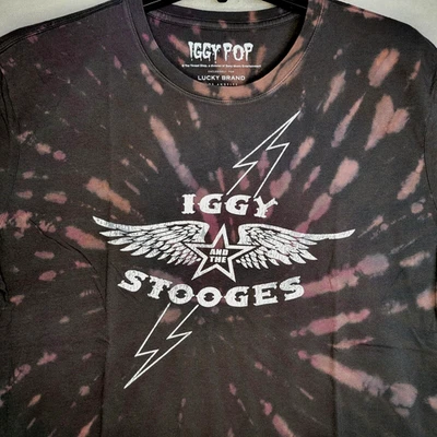 Lucky Brand IGGY POP SHIRT Mens EXTRA LARGE XL BLACK PURPLE TIE DYE PUNK NWT - Image 1 of 4