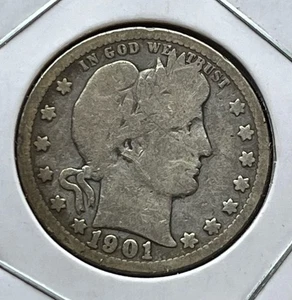 1901 O Barber Silver Quarter 25c G Coin San Francisco Mint Low Mintage 1.612.000 - Bild 1 von 2