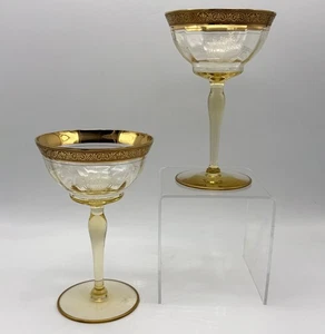 Set of 2-Athens Diana Champagne Gold Yellow, Gold Encrusted Tiffin-Franciscan - Bild 1 von 7