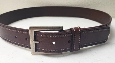 Cinturón de cuero fósil marrón para mujer 1 1/4" ancho costuras blancas M 29 - 33 ENVÍO GRATUITO Foto 1 de 4