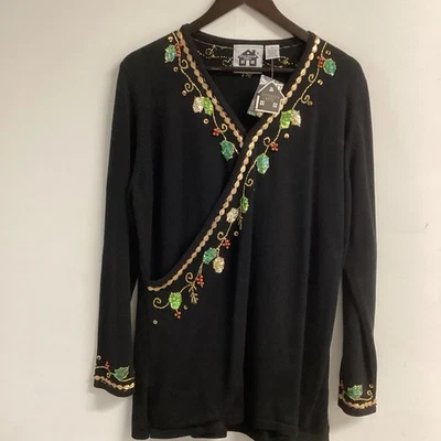 Новый с Ярлыками винтажный Storybook вязаный праздник искусственного надежном блестки, бисером свитер женщин 1 X - Изображение 1 из 4