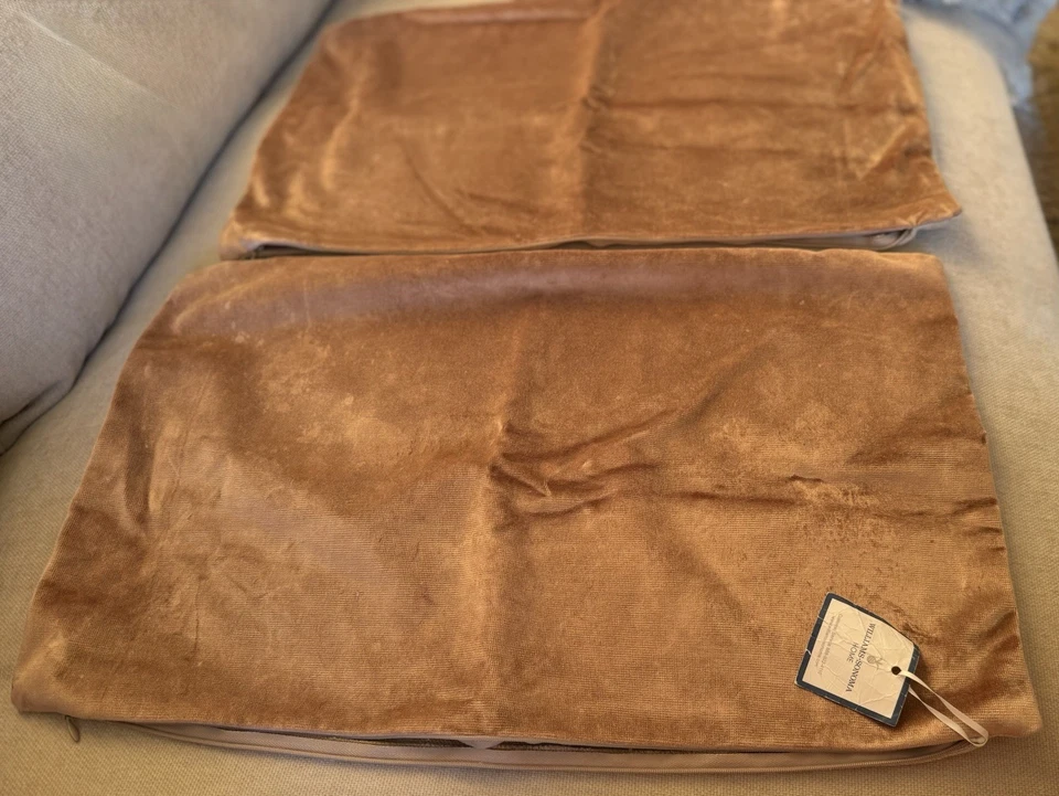 William Sonoma Home Velvet and Linen Set of 2 Throw Pillow Covers - Image 1 of 4