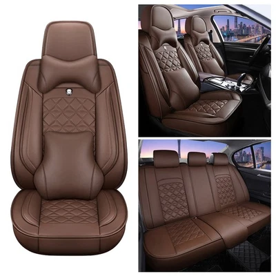 Car Seat Covers+Headrest for Land Rover 5-Seat Leather Cushion Coffee color - Imagem 1 de 4