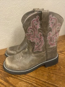 Ariat Fatbaby Boots Women’s 9B Brown Bomber Western Pink/Brown Leather Round Toe - Picture 1 of 10