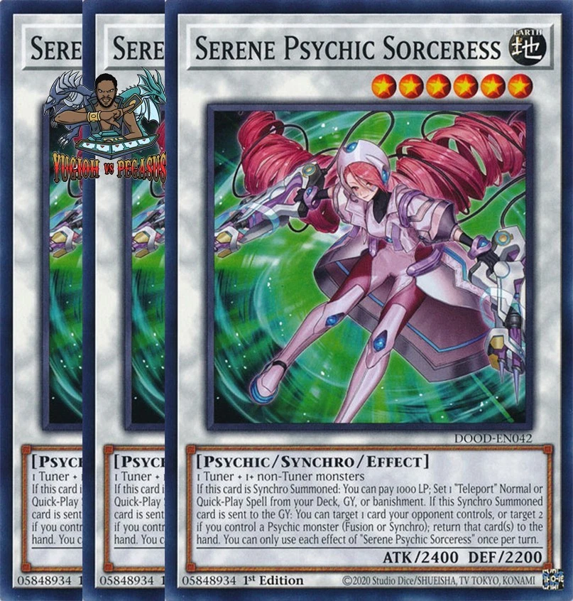Yugioh! 3x Serene Psychic Sorceress DOOD-EN042 Common 1st Ed NM - Image 1 of 1