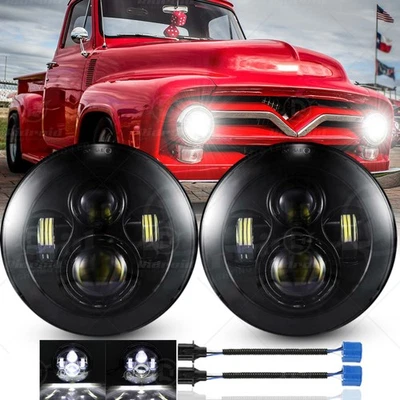 Par de faros LED proyectores de 7" para camioneta Ford F-100 1953 1954 1955 1956 1957 Foto 1 de 4