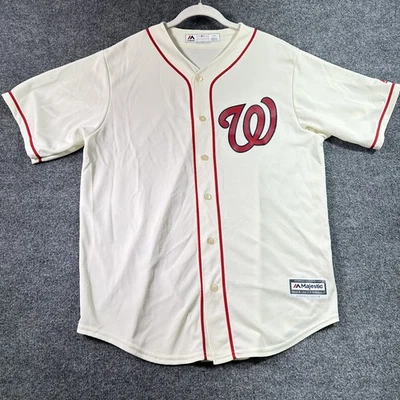 Washington Nationals Jersey Men's Large Beige MLB Baseball Blank Cool Base - Image 1 of 4