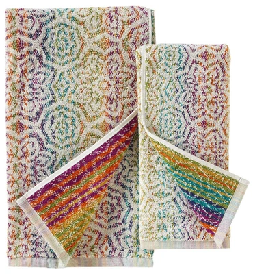 New-Washed 2 Hand Towels Gorgeous Thick SKL Home Rhapsody Cotton Jacquard Towel - Image 1 of 4