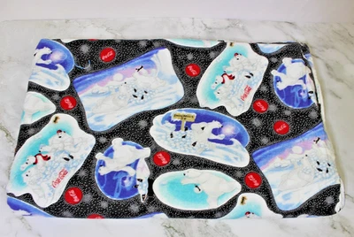 6 YARDS COCA COLA POLAR BEAR SCENES 0N BLACK BACKGROUND OOP 44"W FLANNEL - Image 1 of 4