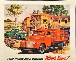 1946 Ford Trucks Mean Business Home Construction Site 51 Models Vintage Print Ad - Imagen 1 de 7