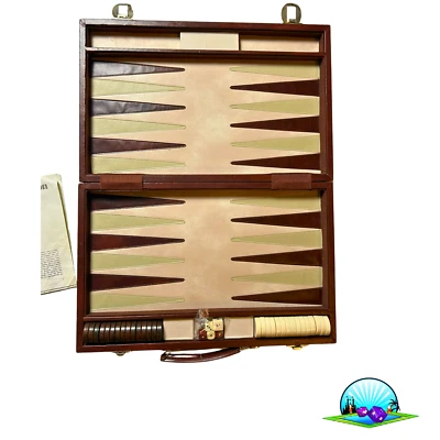 Backgammon Koffer, groß, 46 x 30 cm geschlossen Braun Kunstleder - Vollständig - Bild 1 von 4