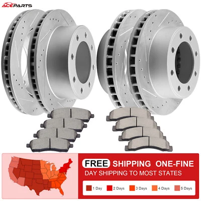 FOR 2000-2004 FORD F-250 SUPER DUTY 4WD FRONT & REAR DRILLED ROTORS + BRAKE PADS Foto 1 de 4