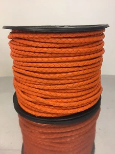 New Braided Premium Orange Leather Roll Spool- 50 Meters- for Arts & Crafts - Picture 1 of 1