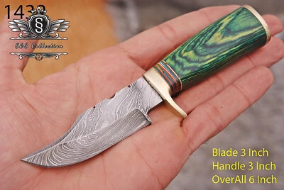 Custom Handmade Damascus Steel Hunting Skinner Knife With Premium Leather Cover, — 第 1/4 张图片