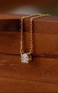 0.20 Ct  Diamond Solitaire Necklace For Women , 18” , Dainty Gift For Her - Picture 1 of 14