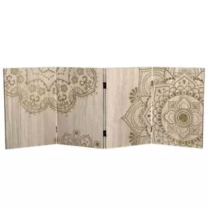 Rote Laterne Raumteiler 23,75" Hx63" B kurz Mandala Böhmisches Holz Canvas beige - Bild 1 von 7